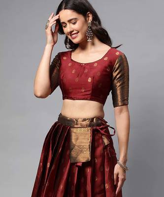 Maroon Embroidered Art Silk lehenga choli 4