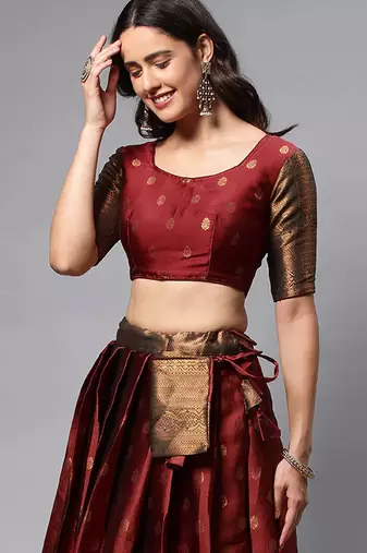 Maroon Embroidered Art Silk lehenga choli