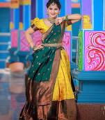 Yellow Embroidered Art Silk lehenga choli