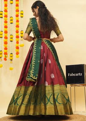 Maroon Embroidered Art Silk lehenga choli 2