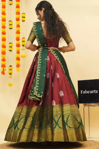 Maroon Embroidered Art Silk lehenga choli