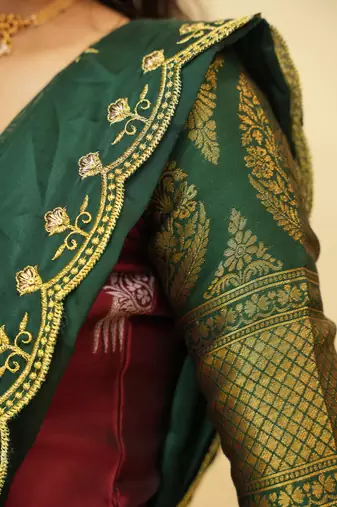 Maroon Embroidered Art Silk lehenga choli