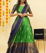 Green Embroidered Art Silk lehenga choli