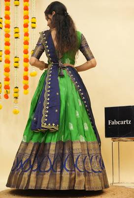 Green Embroidered Art Silk lehenga choli 2