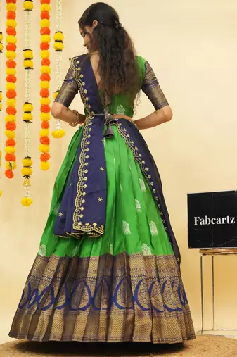 Green Embroidered Art Silk lehenga choli