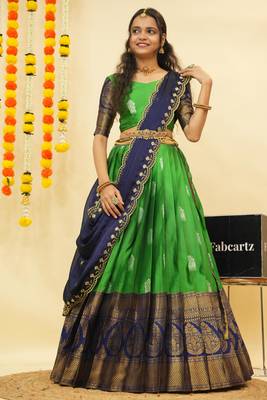 Green Embroidered Art Silk lehenga choli 3