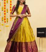 Yellow Embroidered Art Silk lehenga choli