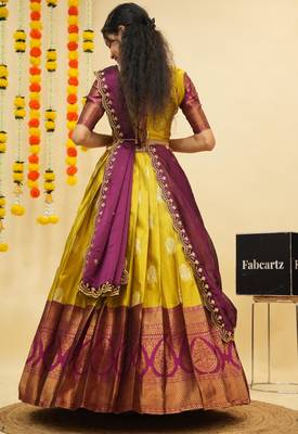 Yellow Embroidered Art Silk lehenga choli 2