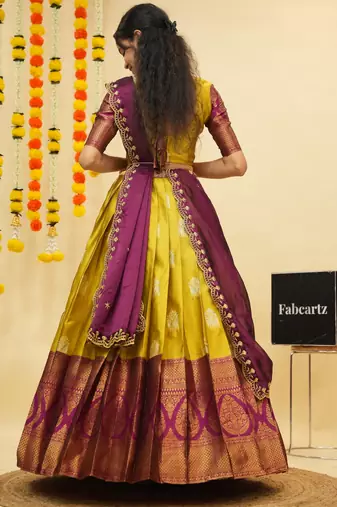 Yellow Embroidered Art Silk lehenga choli