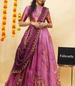 Pink Embroidered Art Silk lehenga choli