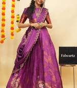 Purple Embroidered Art Silk lehenga choli
