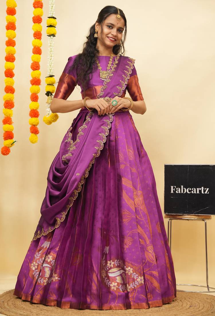 Purple Embroidered Art Silk lehenga choli
