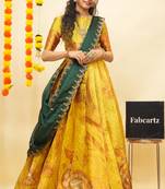 Yellow Embroidered Art Silk lehenga choli