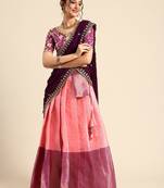 Pink Embroidered Satin lehenga choli