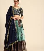 Blue Embroidered Satin lehenga choli