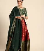 Maroon Embroidered Satin lehenga choli