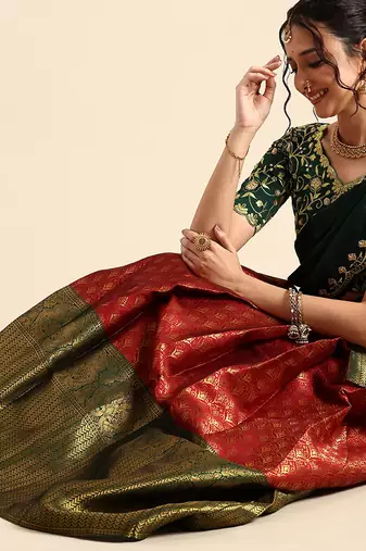 Maroon Embroidered Satin lehenga choli
