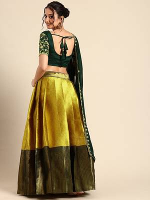 Yellow Embroidered Satin lehenga choli 2