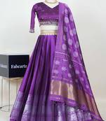 Purple Embroidered Art Silk lehenga choli