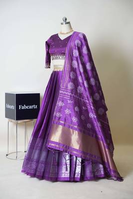 Purple Embroidered Art Silk lehenga choli 3