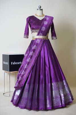Purple Embroidered Art Silk lehenga choli 4
