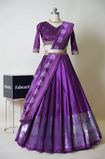 Purple Embroidered Art Silk lehenga choli