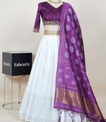 White Embroidered Art Silk lehenga choli