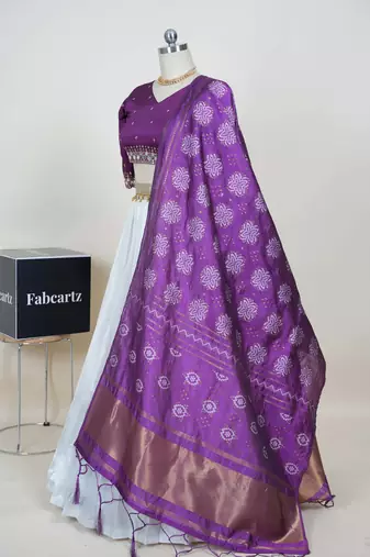 White Embroidered Art Silk lehenga choli