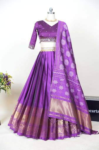 Purple Embroidered Art Silk lehenga choli