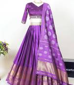 Purple Embroidered Art Silk lehenga choli