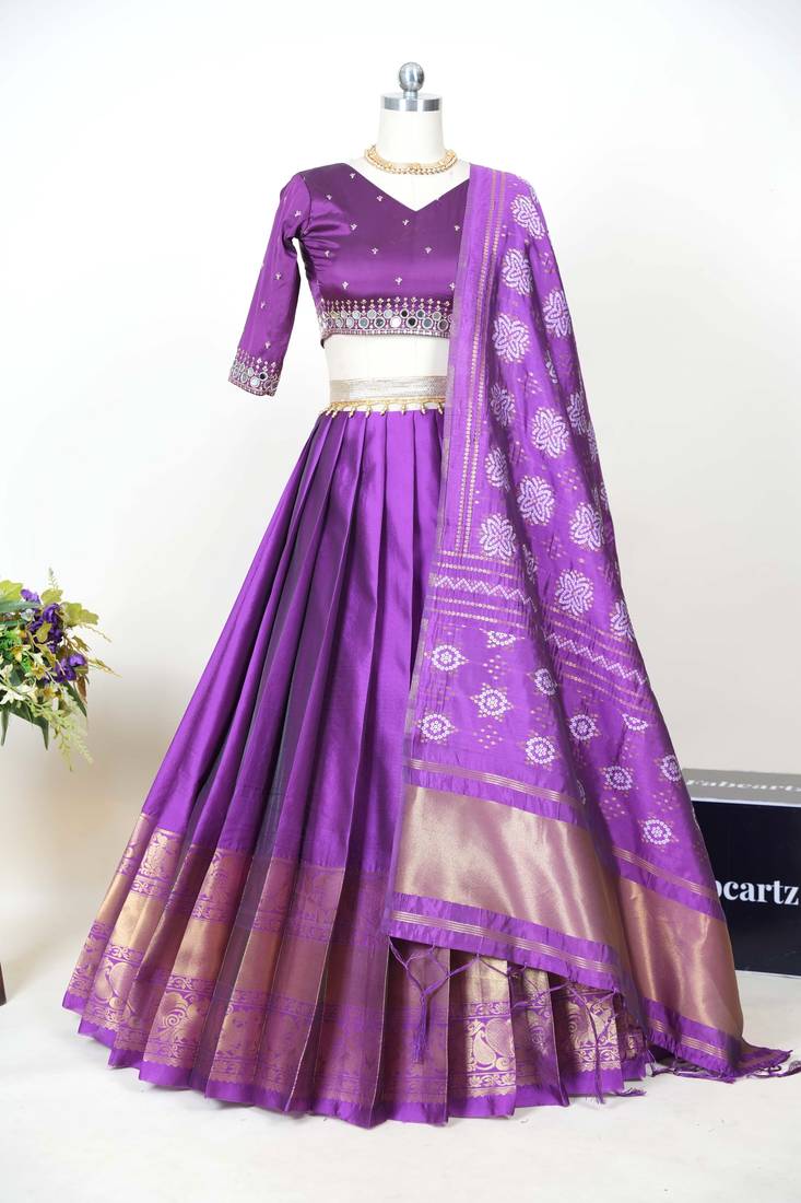 Purple Embroidered Art Silk lehenga choli