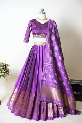 Purple Embroidered Art Silk lehenga choli 2