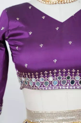 Purple Embroidered Art Silk lehenga choli
