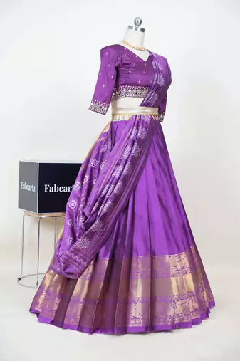 Purple Embroidered Art Silk lehenga choli
