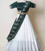 Green Embroidered Art Silk lehenga choli