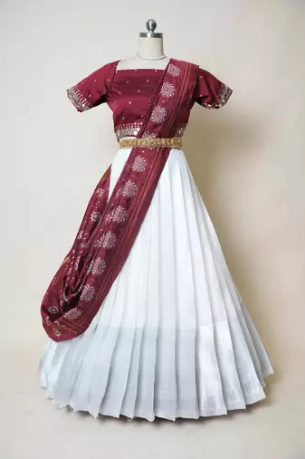 Maroon Embroidered Art Silk lehenga choli