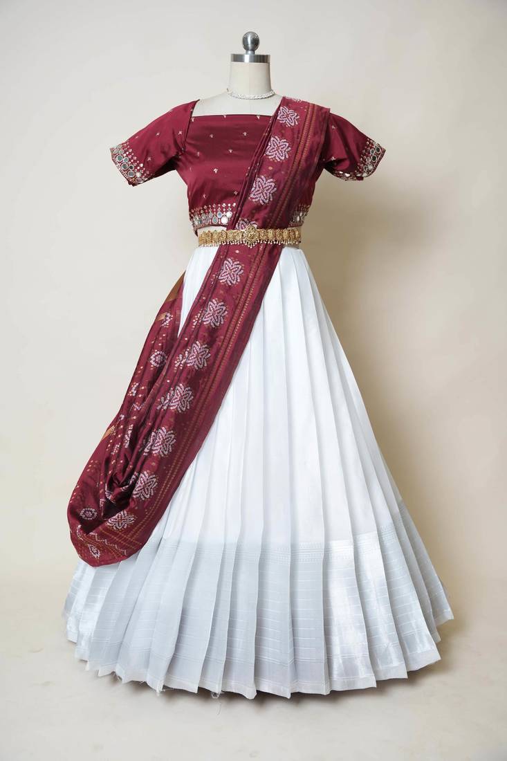 Maroon Embroidered Art Silk lehenga choli