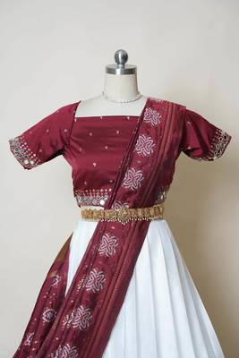 Maroon Embroidered Art Silk lehenga choli 2