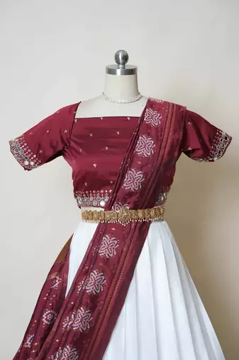Maroon Embroidered Art Silk lehenga choli