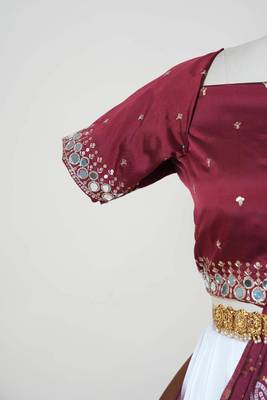 Maroon Embroidered Art Silk lehenga choli 3