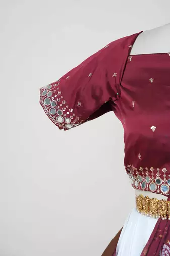 Maroon Embroidered Art Silk lehenga choli