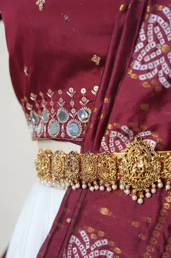 Maroon Embroidered Art Silk lehenga choli
