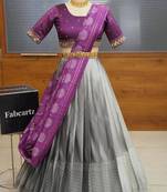 Grey Embroidered Art Silk lehenga choli