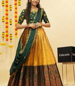Yellow Embroidered Taffeta lehenga choli