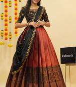 Maroon Embroidered Taffeta lehenga choli