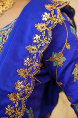 Blue Embroidered Taffeta lehenga choli 3
