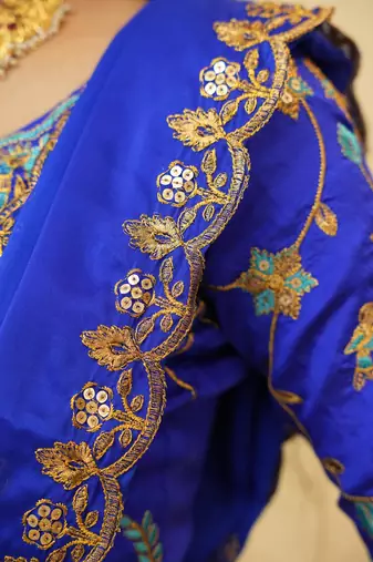 Blue Embroidered Taffeta lehenga choli