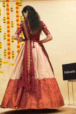 Beige Embroidered Taffeta lehenga choli 2
