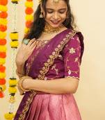 Pink Embroidered Taffeta lehenga choli