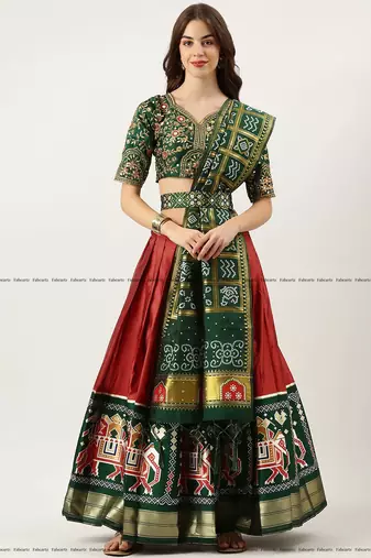 Red Embroidered Art Silk lehenga choli